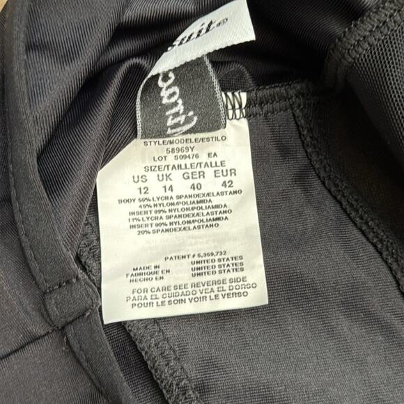 NWOT Miraclesuit High Neck Criss Cross Mesh Black One Piece Swimsuit Size 12 - Picture 7 of 9